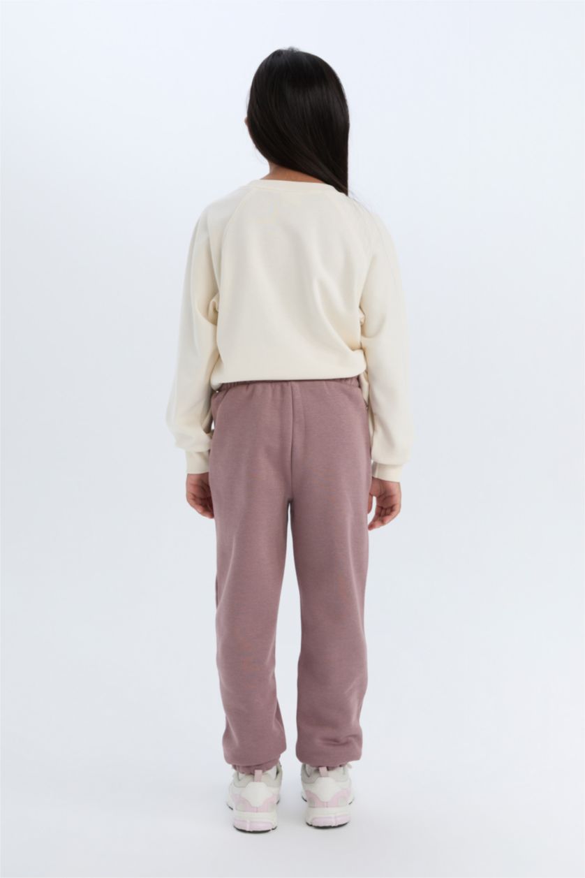 Kız Çocuk - Genç Kız Koyu Gülkurusu Kız Çocuk Standart Fit Beli Paçası Lastikli Cepli Jogger Eşofman Altı