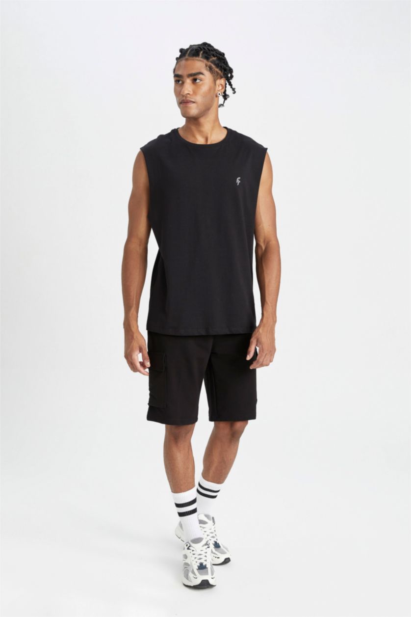 Erkek Siyah Standart Fıt Kısa Paça Şort