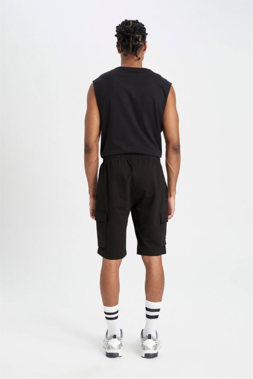 Erkek Siyah Standart Fıt Kısa Paça Şort