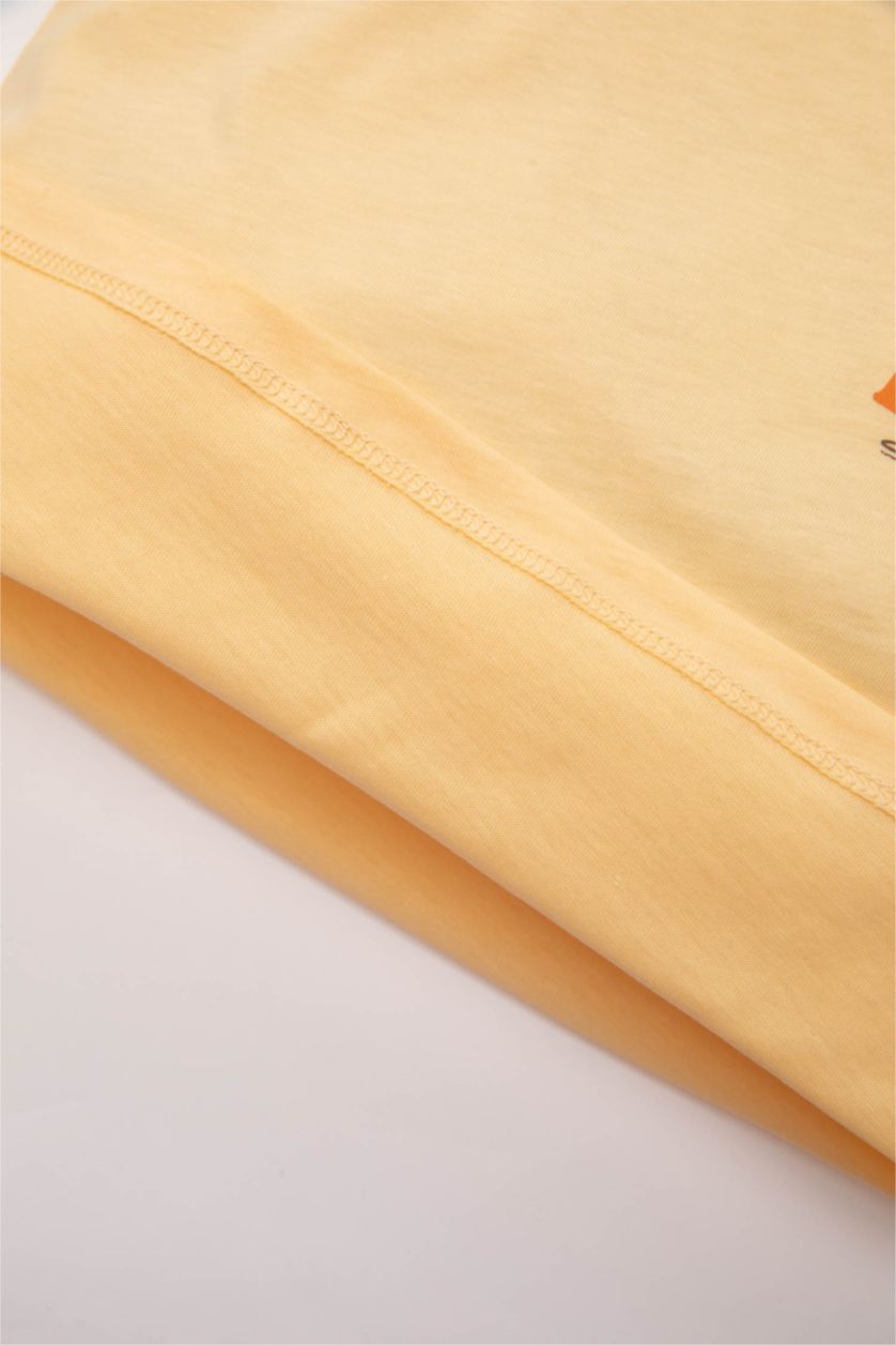 Baby Boy Light Yellow Baby Boy Back Printed Short Sleeve T-Shirt