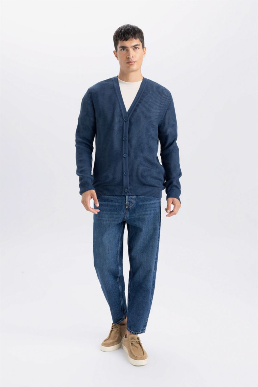 MAN Light Indigo Standard Fit Knitwear Cardigan