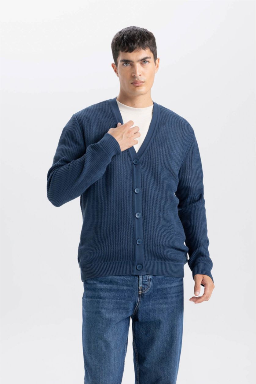 MAN Light Indigo Standard Fit Knitwear Cardigan