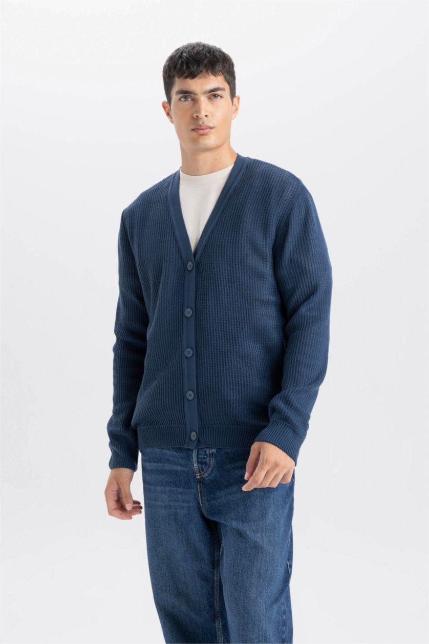 MAN Light Indigo Standard Fit Knitwear Cardigan