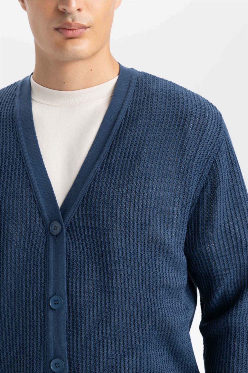 MAN Light Indigo Standard Fit Knitwear Cardigan
