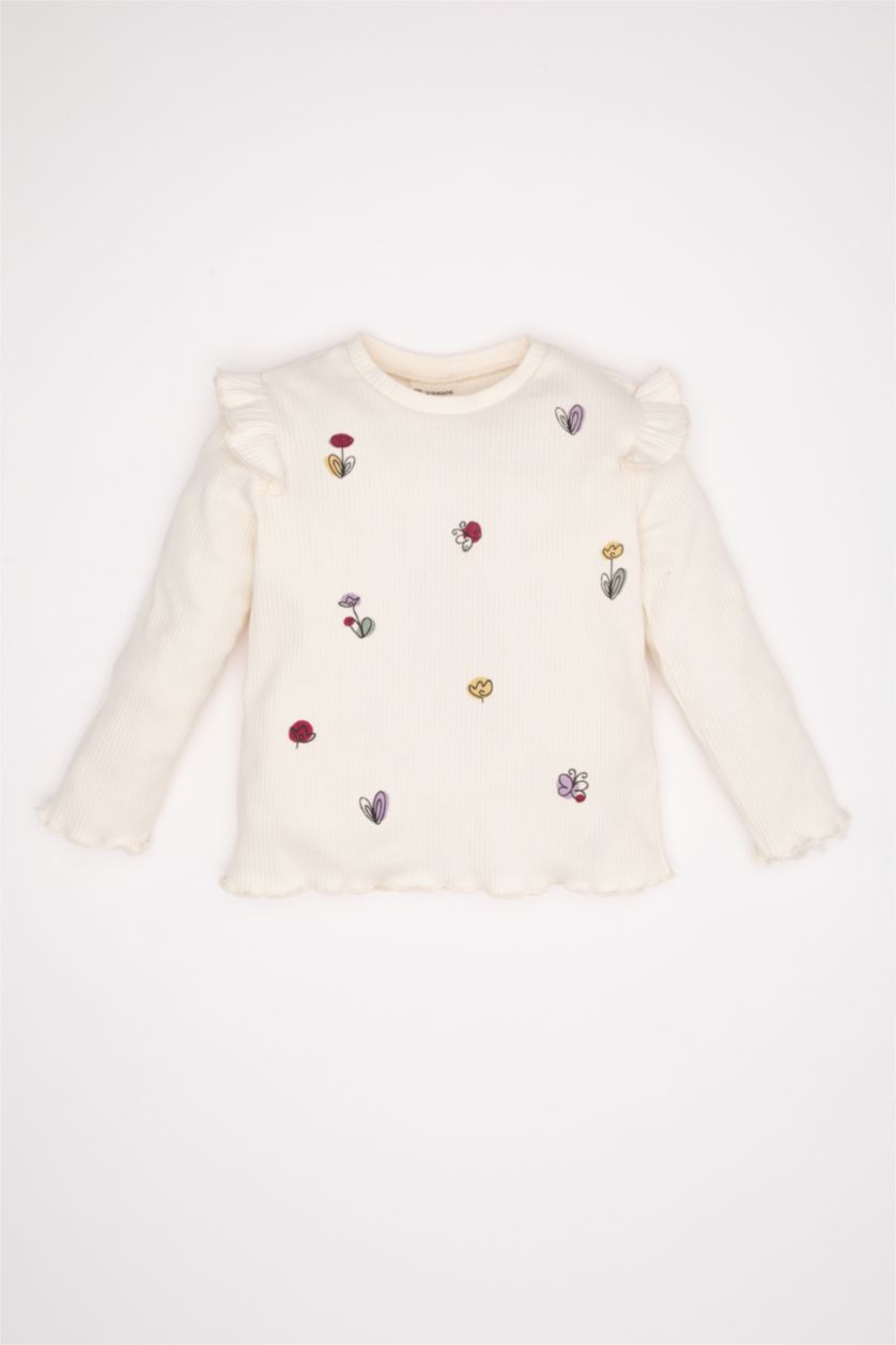 Сәби Қыз экру Сәби Қыз велосипед мойыны гүл ұзын жеңді Ұзын жеңді футболка