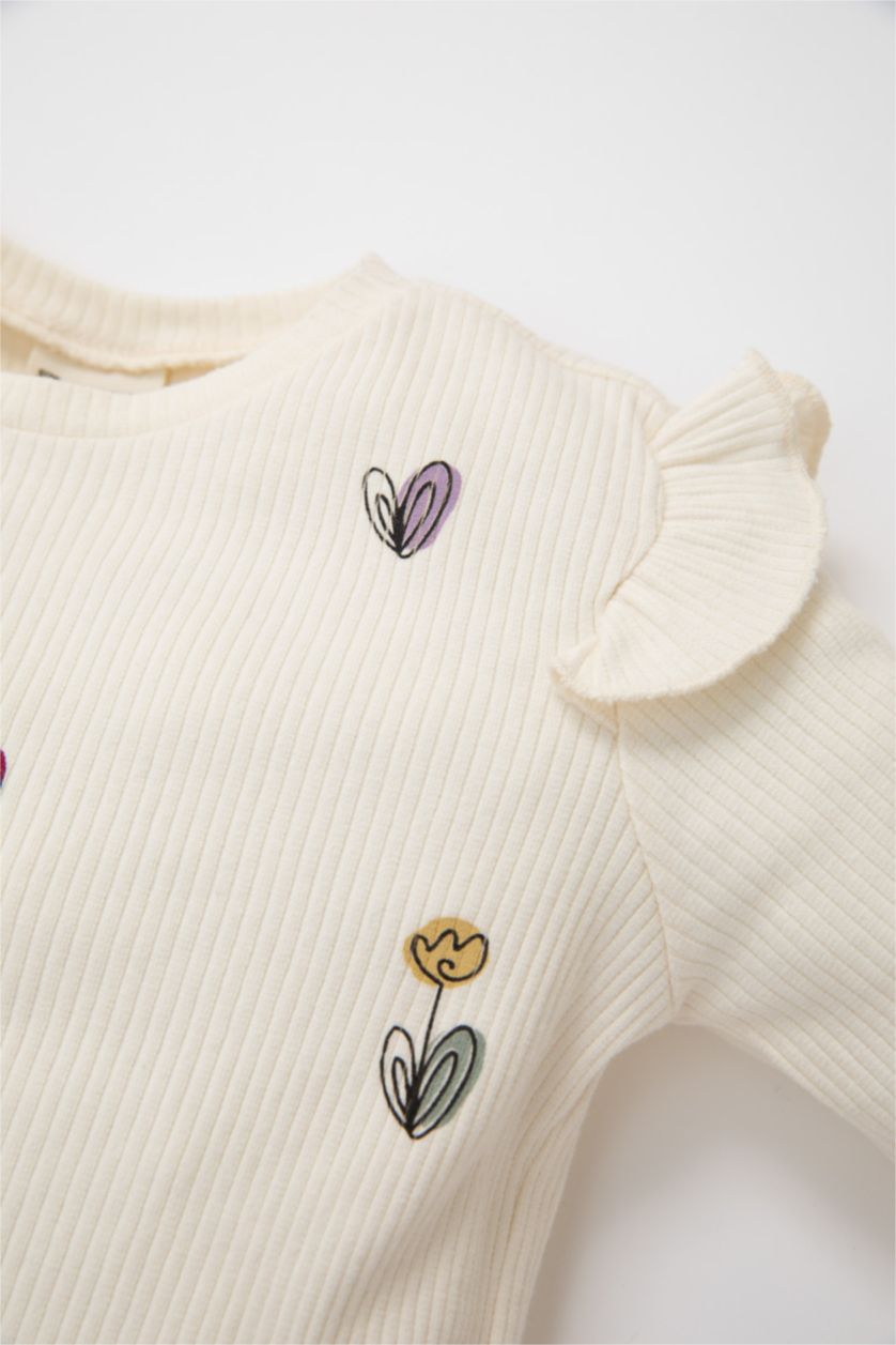 Сәби Қыз экру Сәби Қыз велосипед мойыны гүл ұзын жеңді Ұзын жеңді футболка