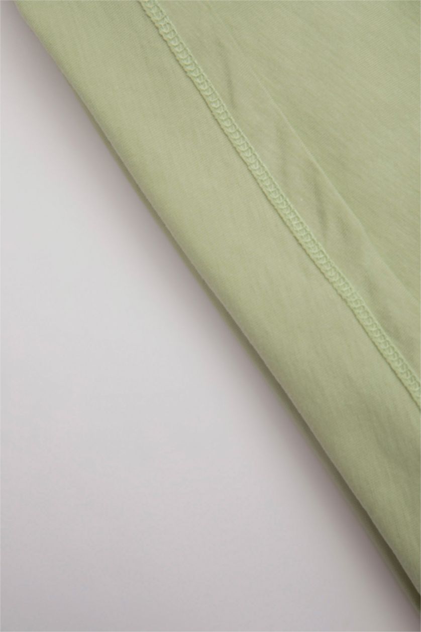 Erkek Bebek Açık Yeşil Bisiklet Yaka Baskılı Kısa Kollu Tişört Erkek Bebek