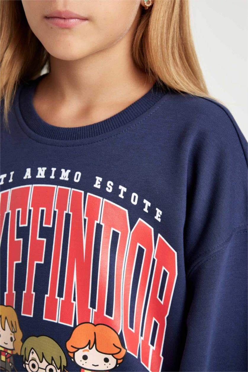 بناتي كحلي سويت شيرت بناتي قصة مريحة من هاري بوتر