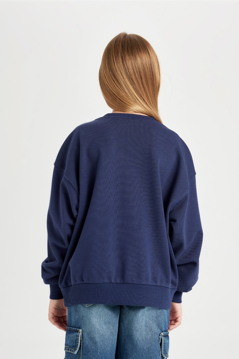 بناتي كحلي سويت شيرت بناتي قصة مريحة من هاري بوتر