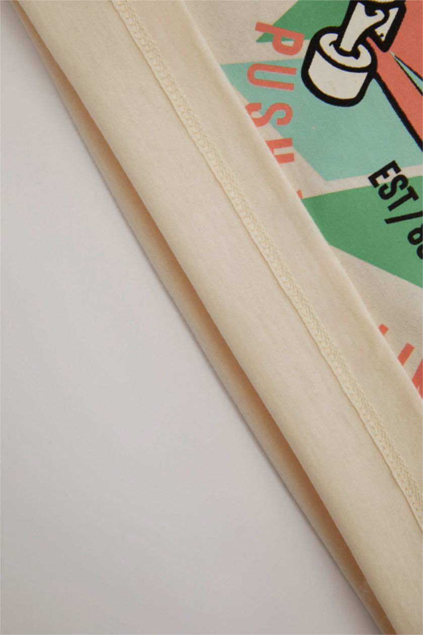 Erkek Bebek Açık Taş Bisiklet Yaka Baskılı Kısa Kollu Tişört Erkek Bebek