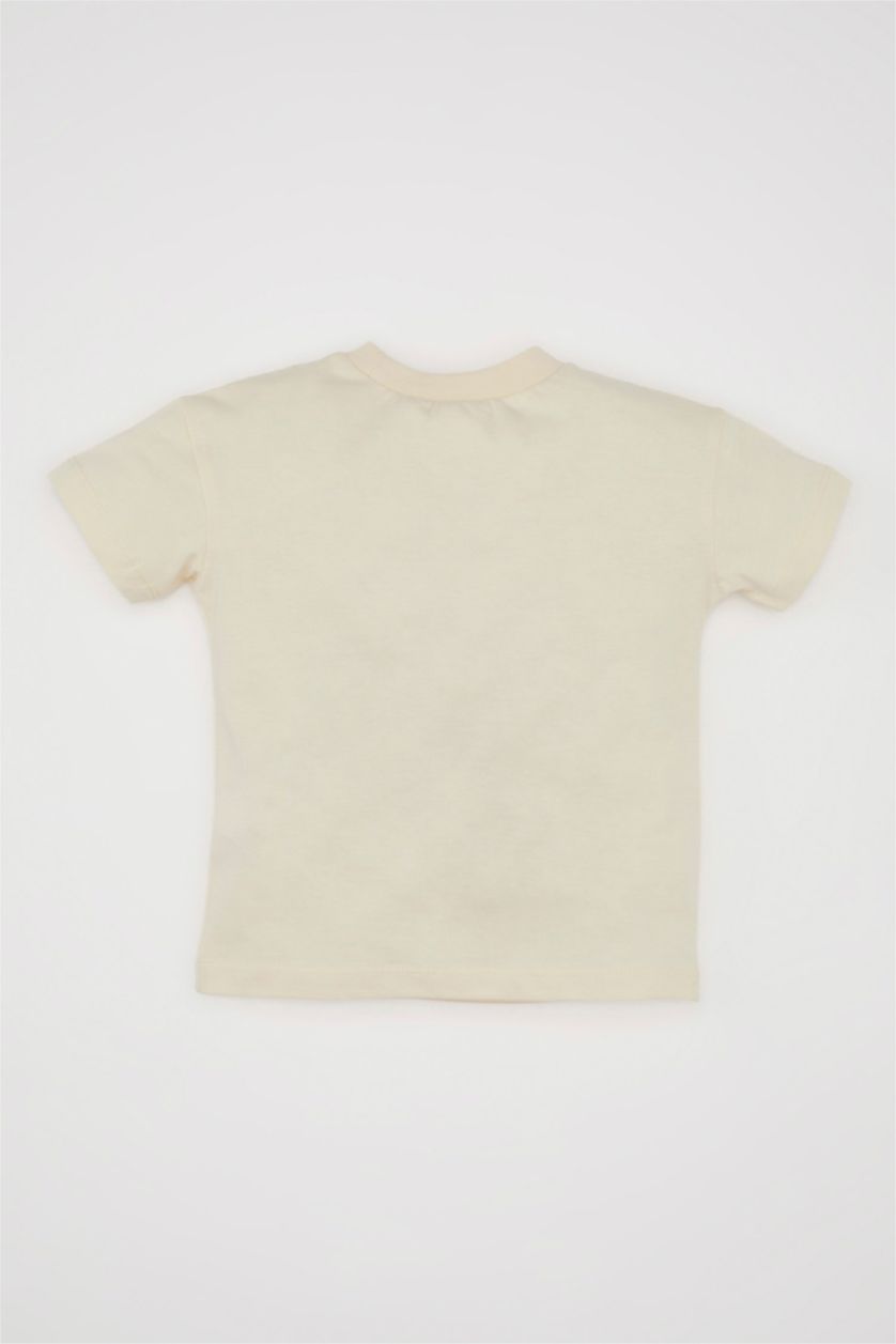 Erkek Bebek Açık Taş Bisiklet Yaka Baskılı Kısa Kollu Tişört Erkek Bebek