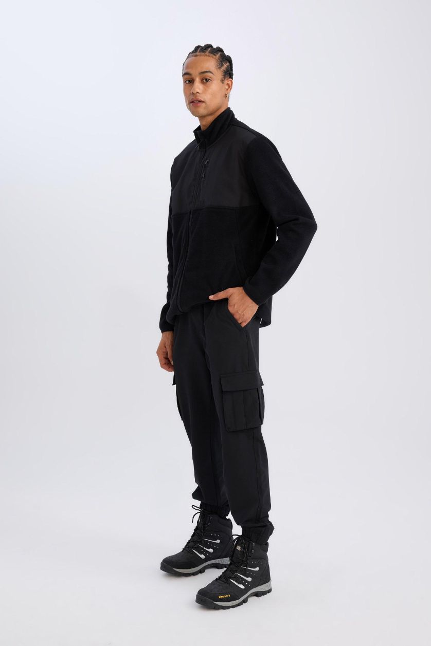 Erkek Siyah Sporcu Jogger Eşofman Altı Slim Fit Dar Kesim Dokuma Kargo Cepli Standart Paça