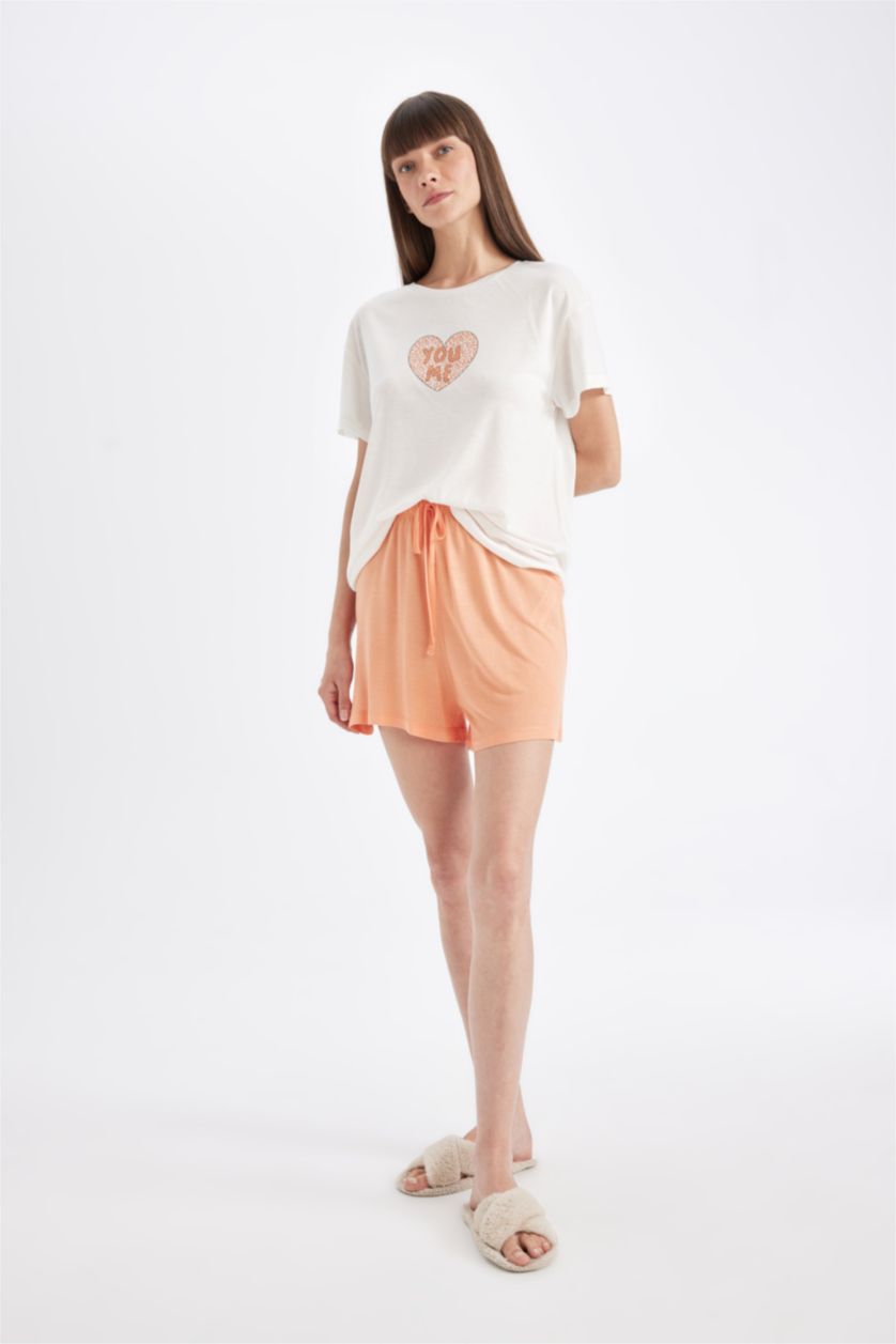 نساء سيموني طقم قصة عادية بأكمام قصيرة من قطعتين