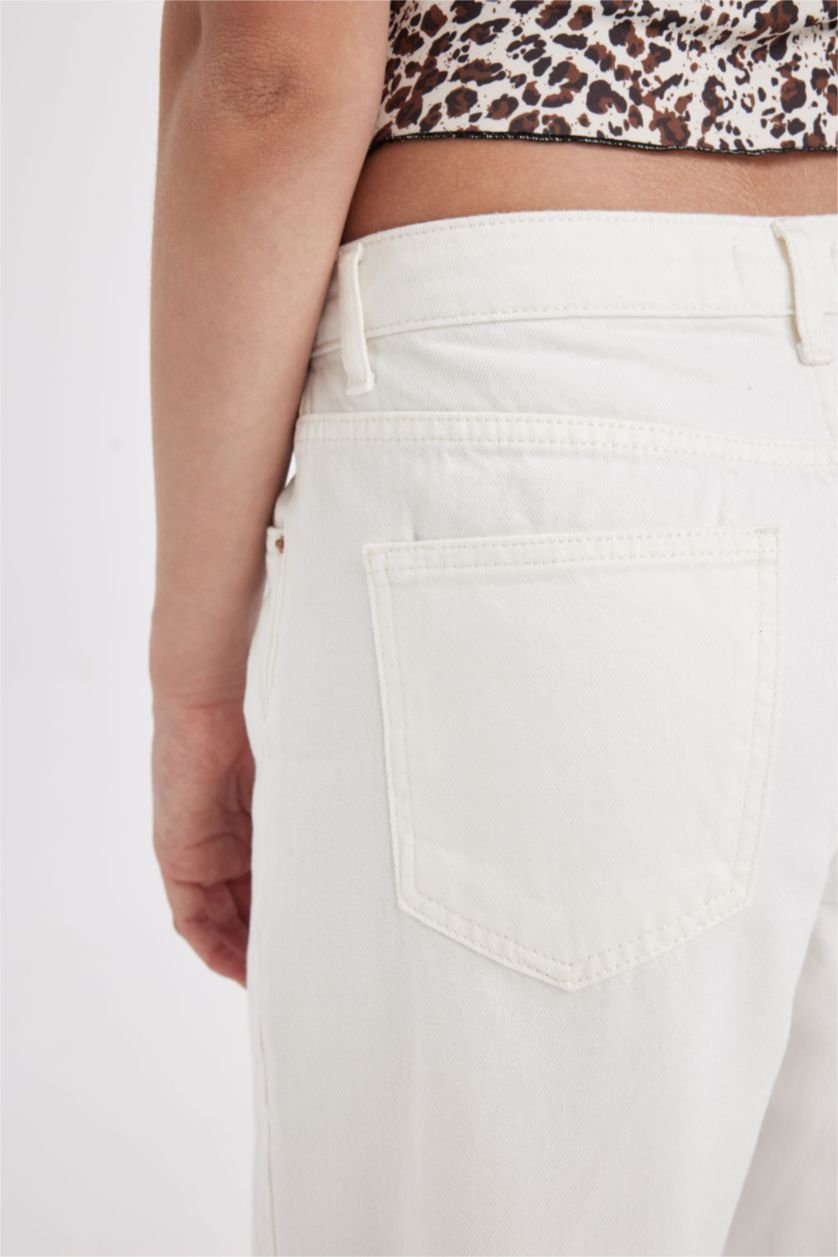 WOMAN White Balloon Fit Baggy High Waist Long Jeans