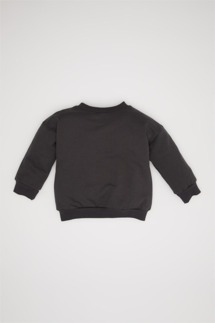 BÉBÉ GARÇON Anthracite Sweat-Shirt Coupe Régulière Col Rond à Motif Animalier