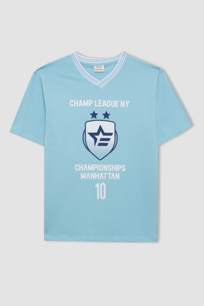 أولاد أزرق فاتح سيت ولادي شورت وتيشيرت - قطعتين