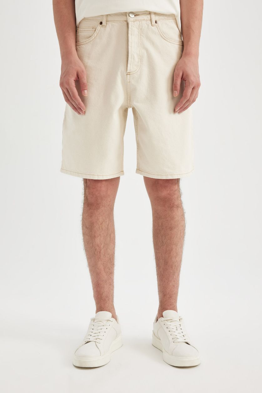 Erkek Kum Straight Fit Jean Bermuda Şort