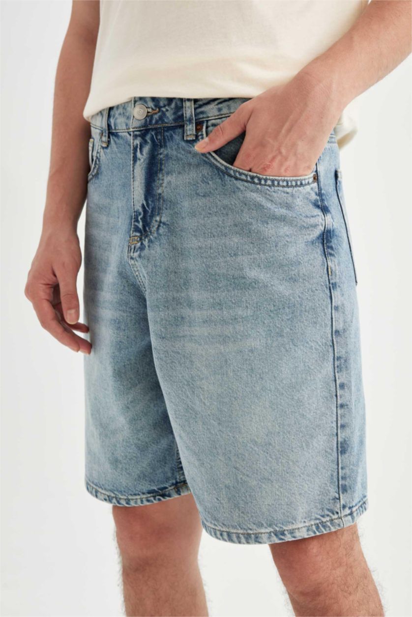 رجال أزرق شورت برمودا جينز قصة مستقيمة