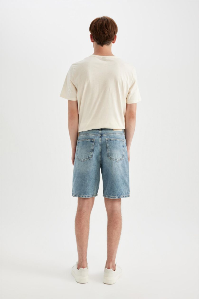 رجال أزرق شورت برمودا جينز قصة مستقيمة