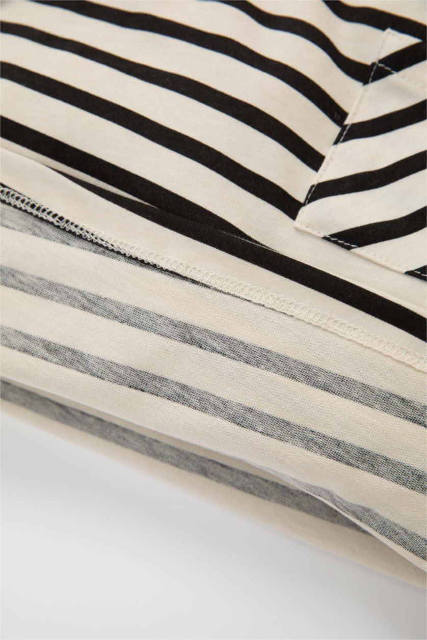 BABY BOY Light Stone Baby Boy Regular Fit Crew Neck Striped T-Shirt