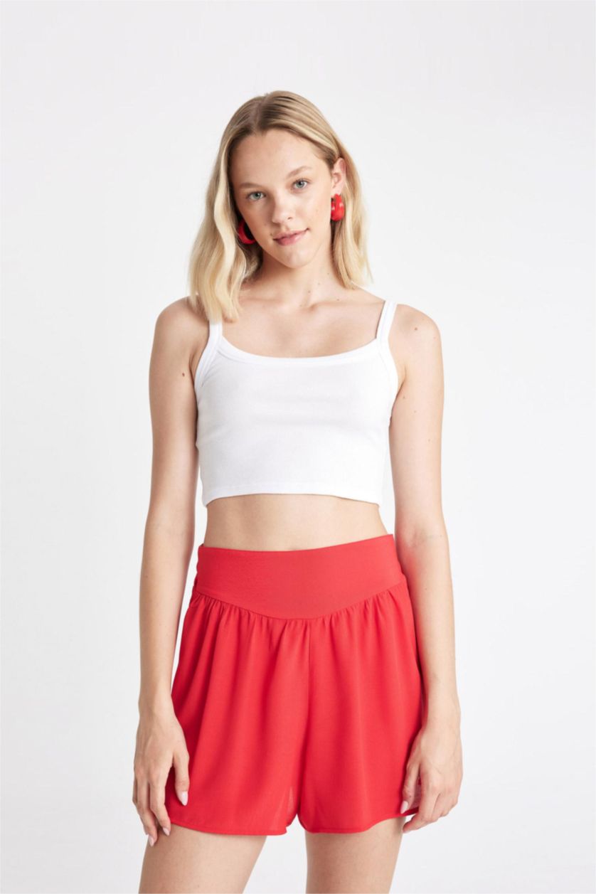 WOMAN Red Regular Fit Normal Waist Short Leg Shorts
