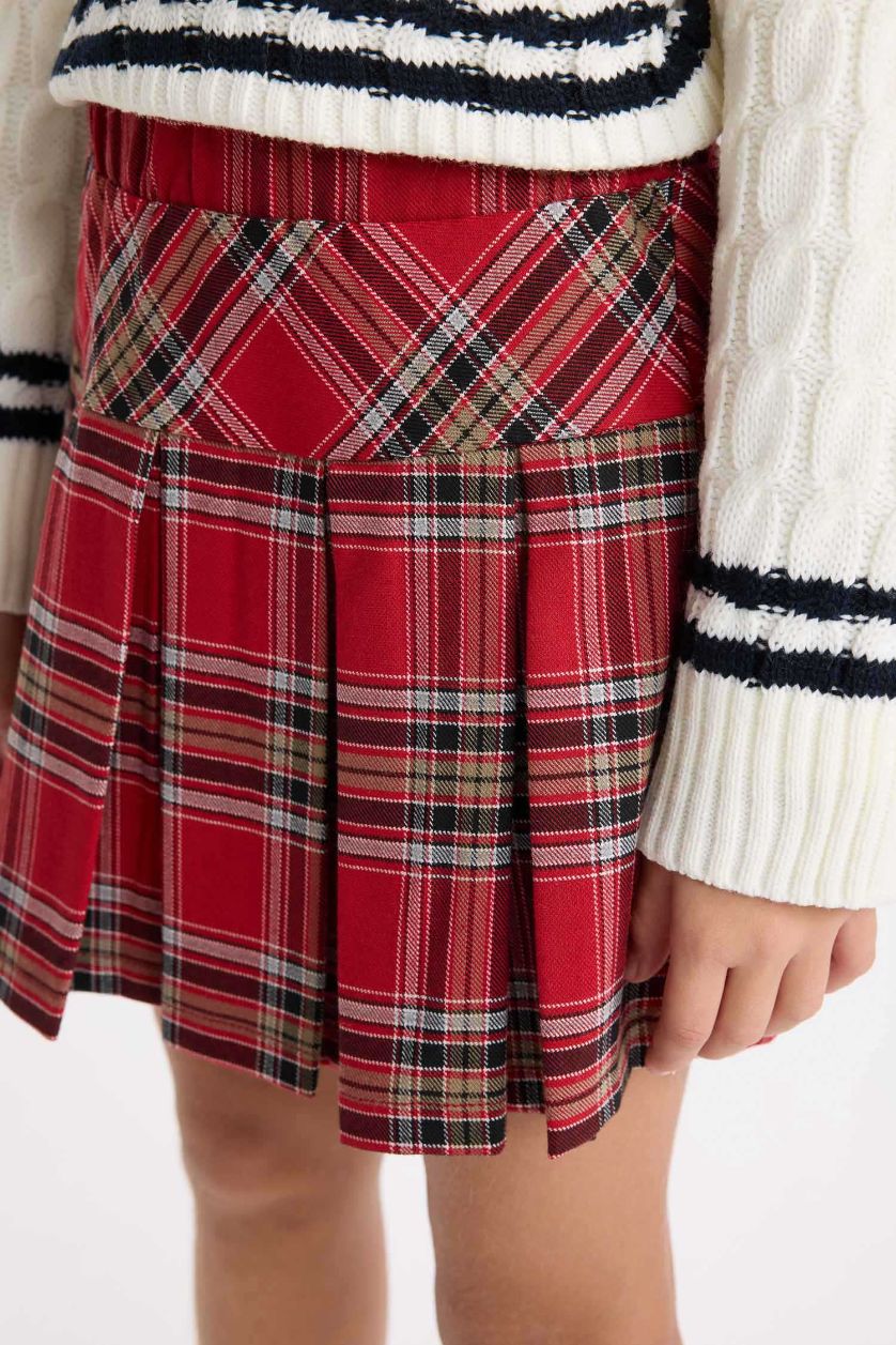 GIRLS & TEENS Red Girl Gabardine Pleat Skirt