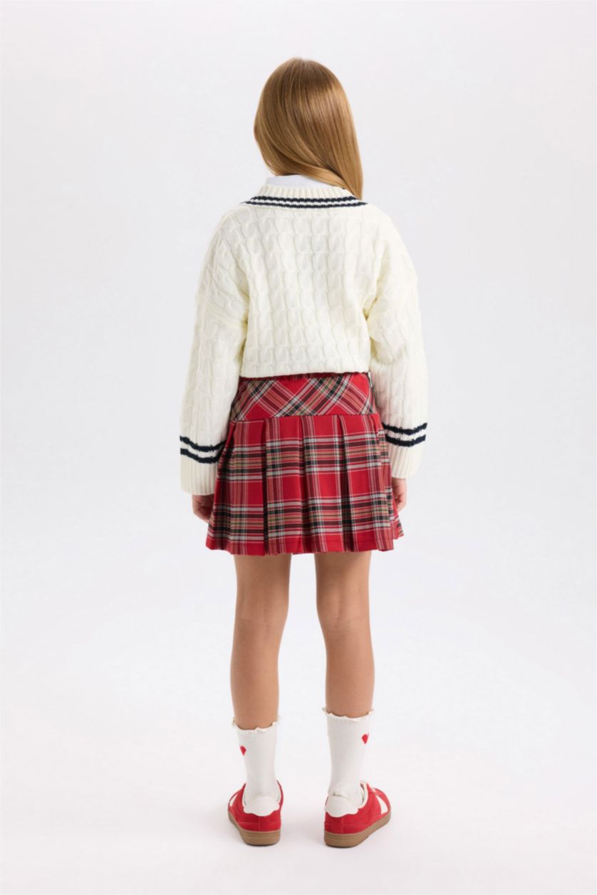 GIRLS & TEENS Red Girl Gabardine Pleat Skirt