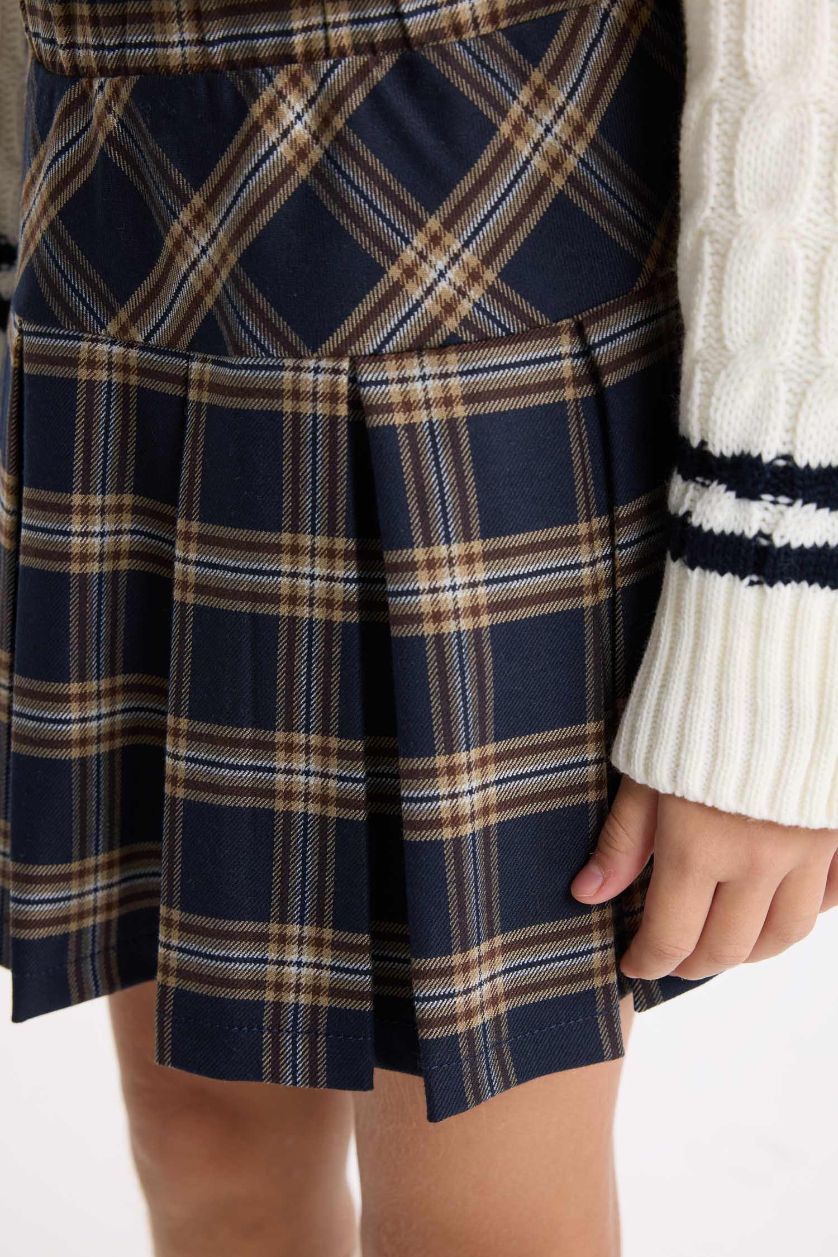 Kız Çocuk - Genç Kız Lacivert Kareli Kolej Etek Kız Çocuk