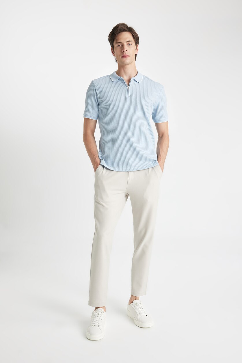 رجال أزرق فاتح Slim Fit Camisole Short Sleeve Polo T-Shirt