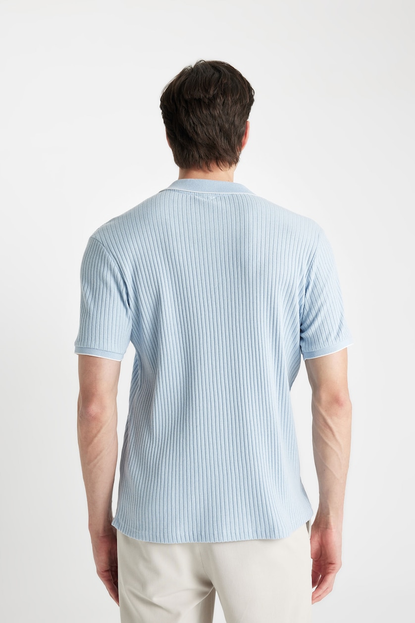 رجال أزرق فاتح Slim Fit Camisole Short Sleeve Polo T-Shirt