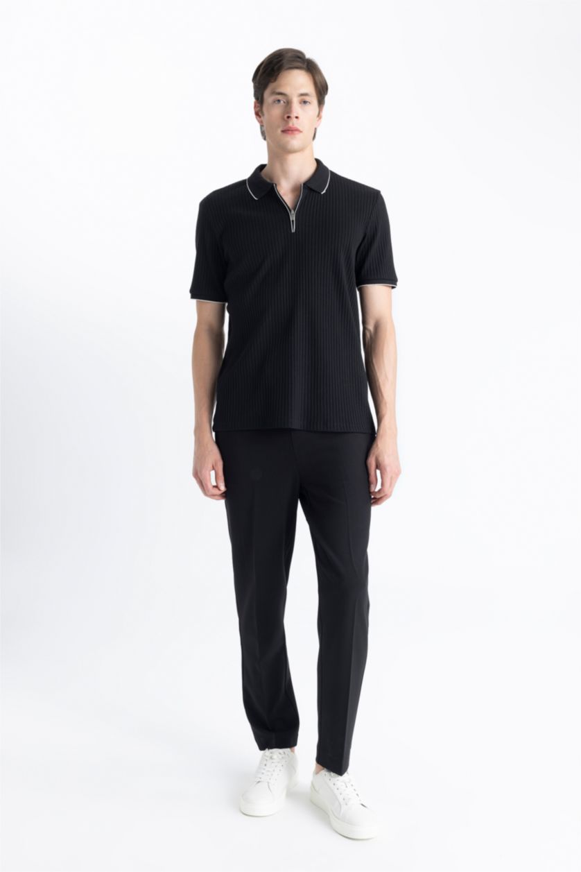 رجالي أسود Slim Fit Camisole Short Sleeve Polo T-Shirt