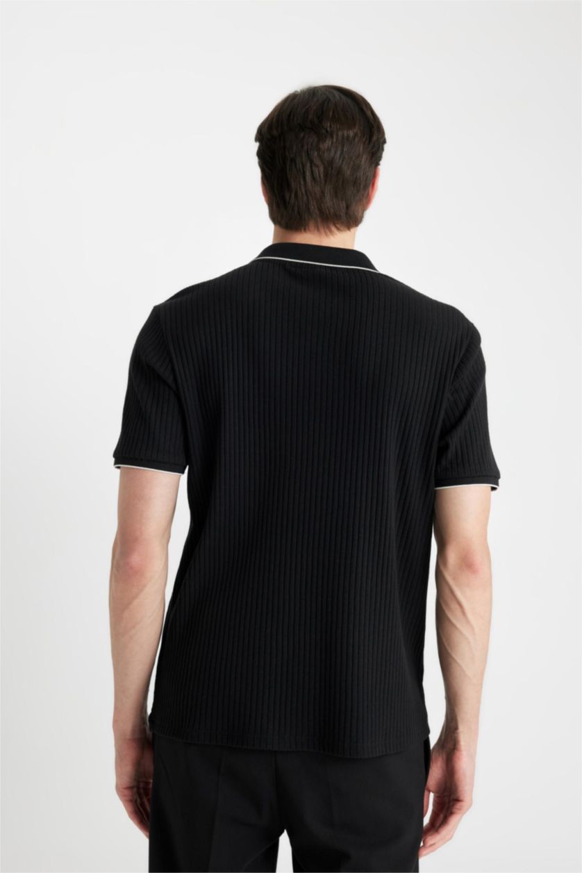 رجالي أسود Slim Fit Camisole Short Sleeve Polo T-Shirt
