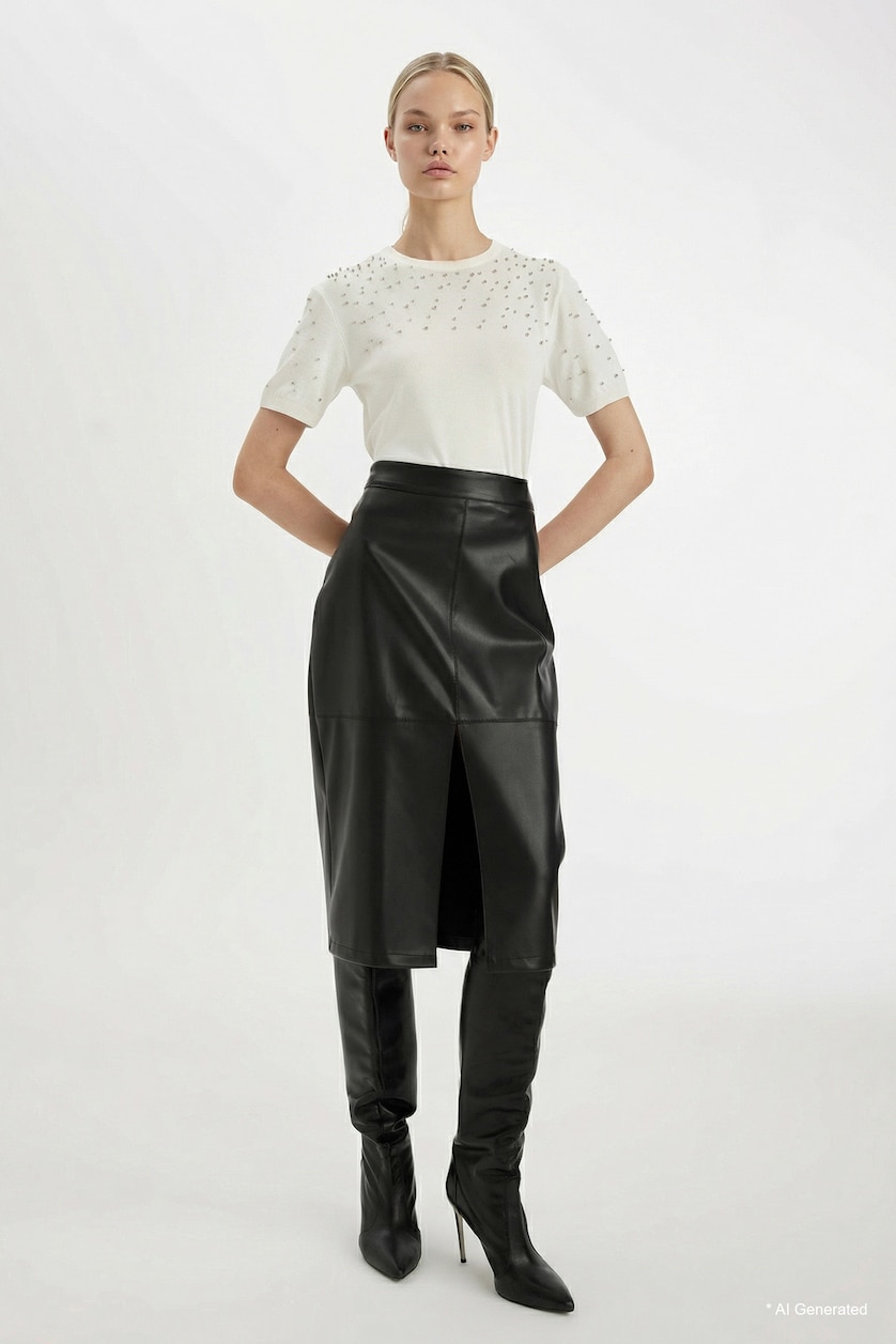 WOMAN Ecru Regular Fit Pullover