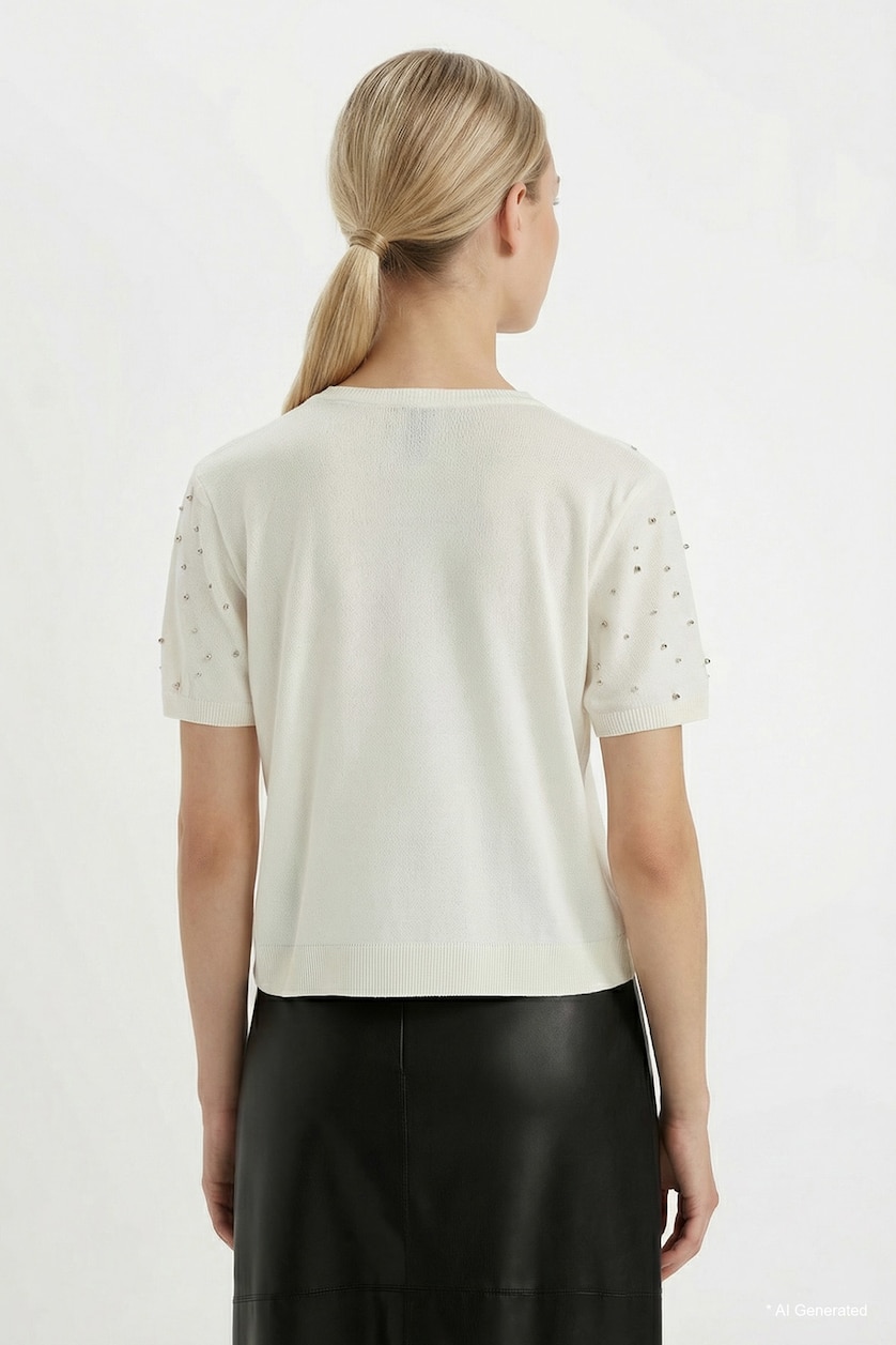 WOMAN Ecru Regular Fit Pullover
