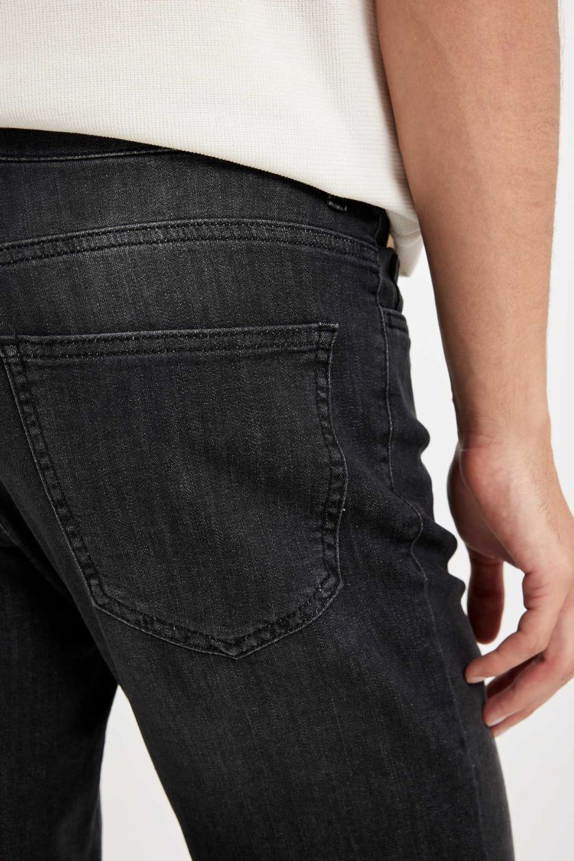 Erkek Antrasit Regular Fit Jean Bermuda Şort