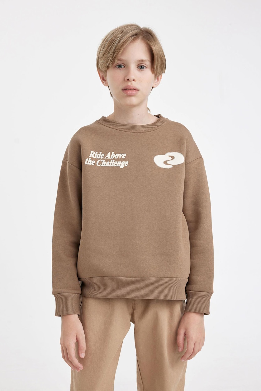Young Boys - Teen Boys Vison Boy Oversize Crew Neck Printed Sweatshirt