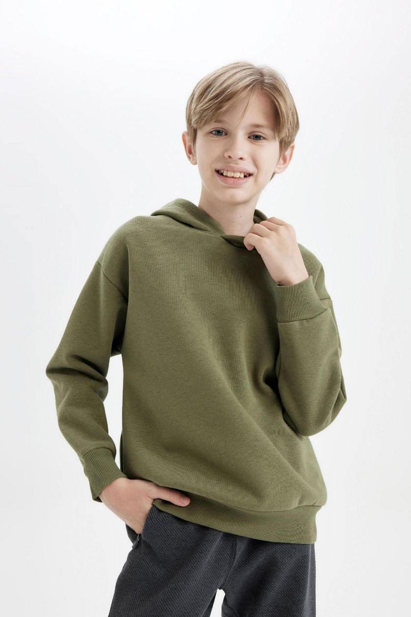 BOYS & TEENS Khaki Boy Oversize Fit Text Printed Crew Neck Sweatshirt
