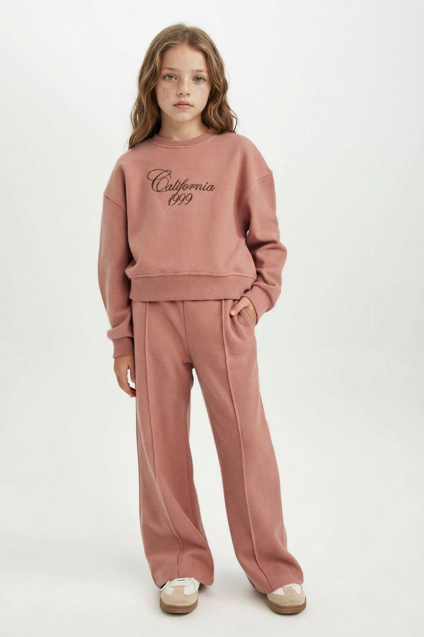 GIRLS & TEENS Dark Rose Girl Wide Leg Elastic Waist Sweatpants