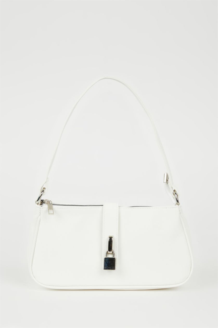 Woman White Woman Faux Leather Shoulder Bag