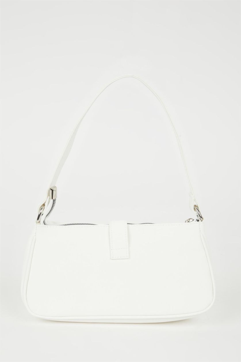 Woman White Woman Faux Leather Shoulder Bag