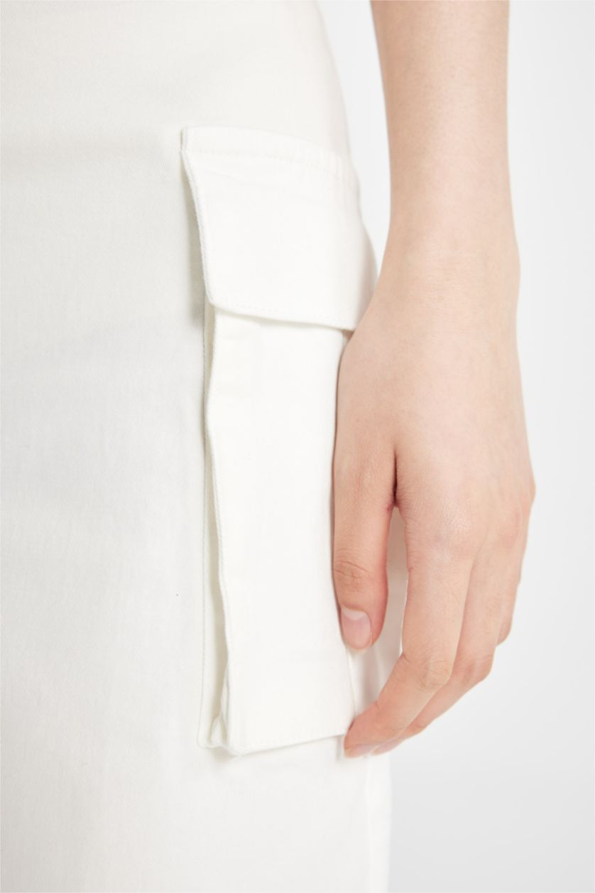 Kadın Kırık Beyaz A Kesim Normal Bel Beyaz Pamuklu Mini Etek