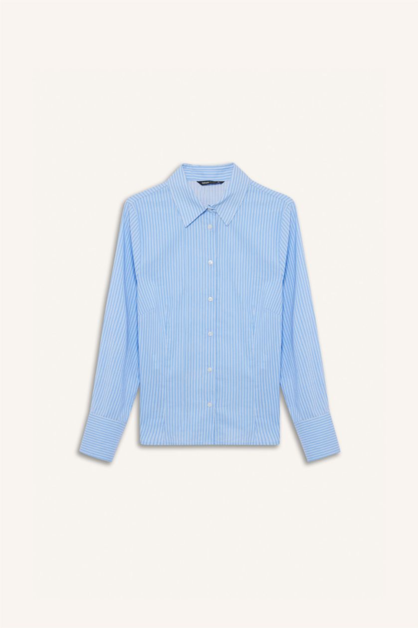 Women Blue Slim Fit Long Sleeve Shirt