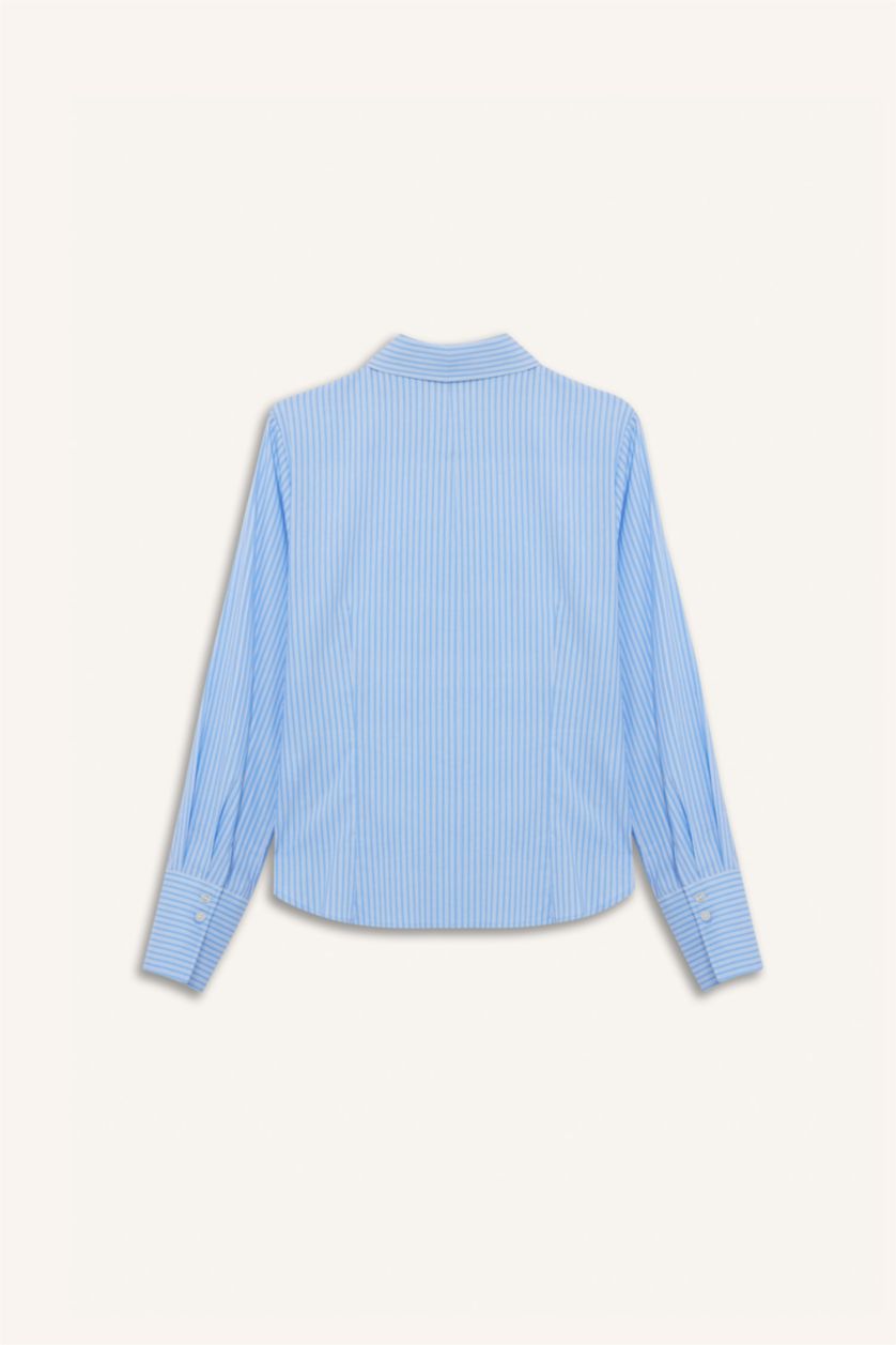 Women Blue Slim Fit Long Sleeve Shirt