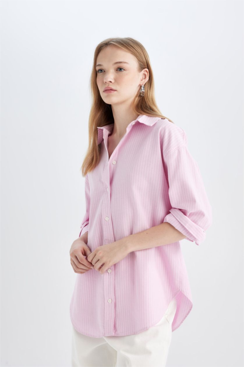 Kadın Pembe Oversıze Oxford