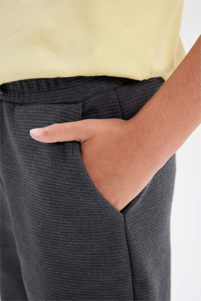 Erkek Çocuk - Genç Erkek Antrasit Melanj Dokuma Etiketli Şort Erkek Çocuk