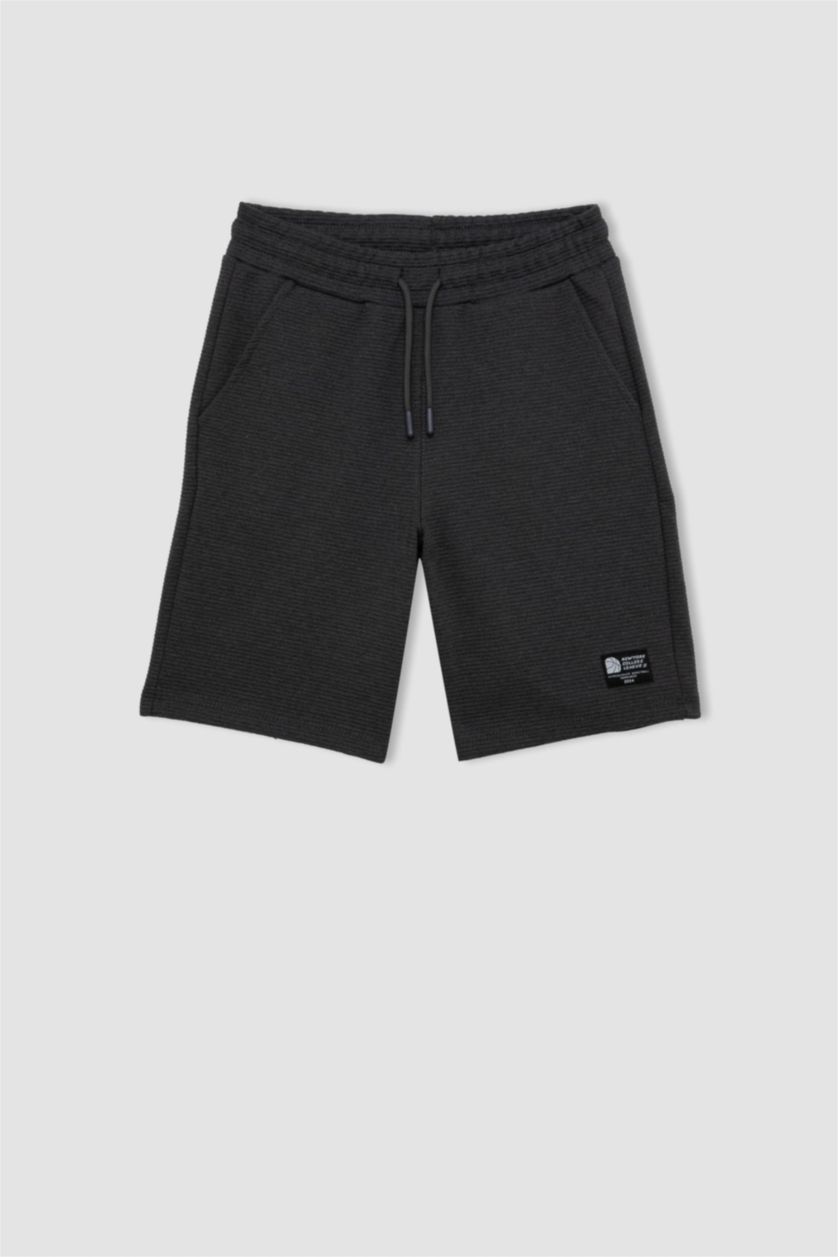 Erkek Çocuk - Genç Erkek Antrasit Melanj Dokuma Etiketli Şort Erkek Çocuk