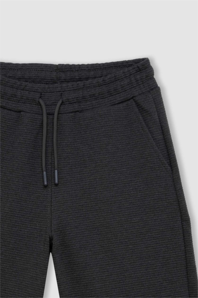 Erkek Çocuk - Genç Erkek Antrasit Melanj Dokuma Etiketli Şort Erkek Çocuk