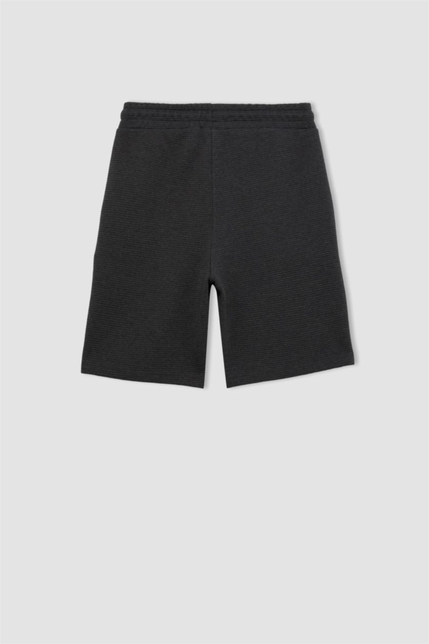 Erkek Çocuk - Genç Erkek Antrasit Melanj Dokuma Etiketli Şort Erkek Çocuk