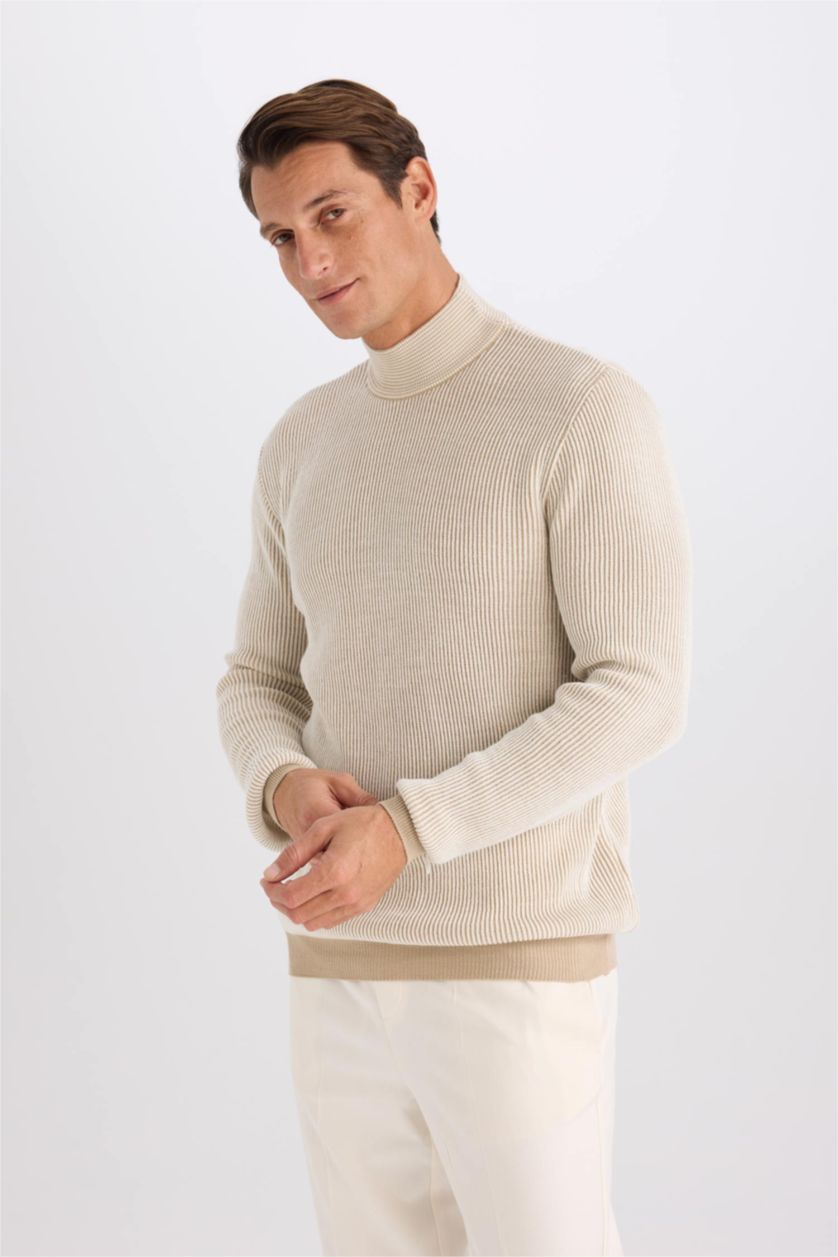 HOMME Beige Standard Fit Knitwear Pullover