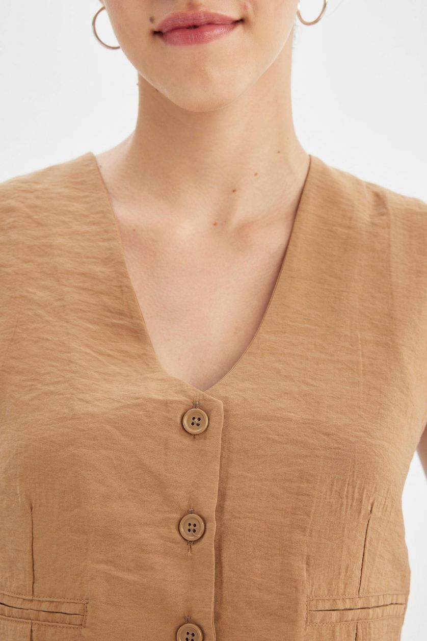 WOMAN Vison Regular Fit V-Neck Modal Blazer Vest